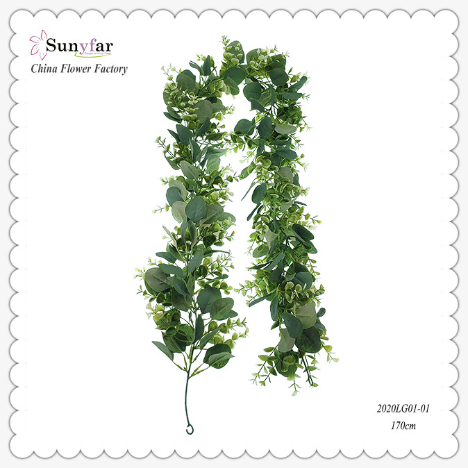 Green Eucalyptus and Fern Garlands-Sunyfar Artificial Flowers រោងចក្រចិន អ្នកផ្គត់ផ្គង់ ក្រុមហ៊ុនផលិត អ្នកលក់ដុំ