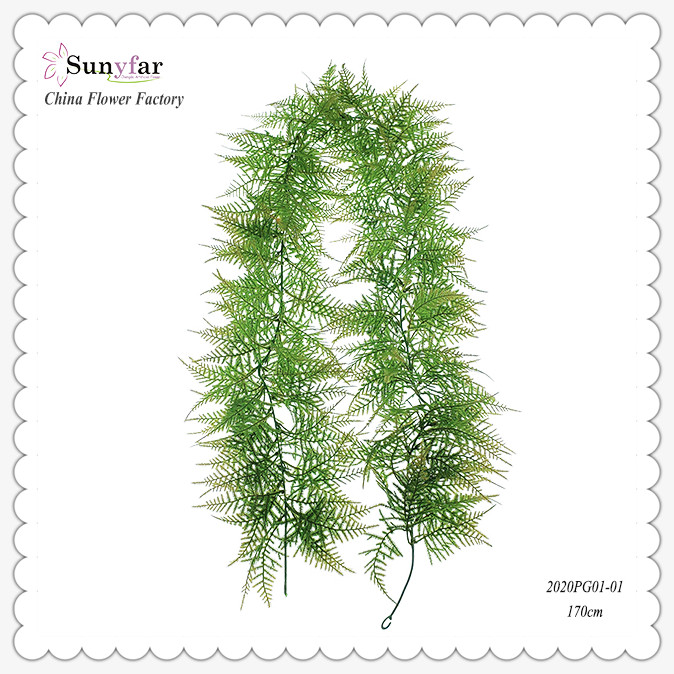 Grønne eukalyptus- og bregneguirlander-Sunyfar kunstige blomster, Kina-fabrik, leverandør, producent, grossist
