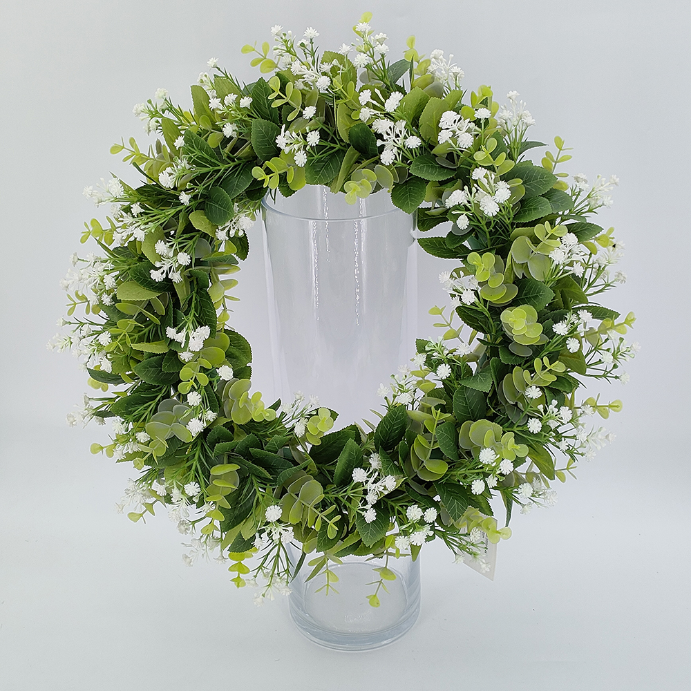 ຜູ້ຜະລິດຈີນຂາຍສົ່ງ wreath eucalyptus ທຽມຂະຫນາດໃຫຍ່ 42cm, wreath ວັນຄຣິດສະມາດທີ່ມີໃບສີຂຽວແລະ gypso, wreath ເຈົ້າສາວ, wreath Easter-Sunyfar ດອກໄມ້ທຽມ, ໂຮງງານຜະລິດປະເທດຈີນ, ຜູ້ສະຫນອງ, ຜູ້ຜະລິດ, ຂາຍສົ່ງ
