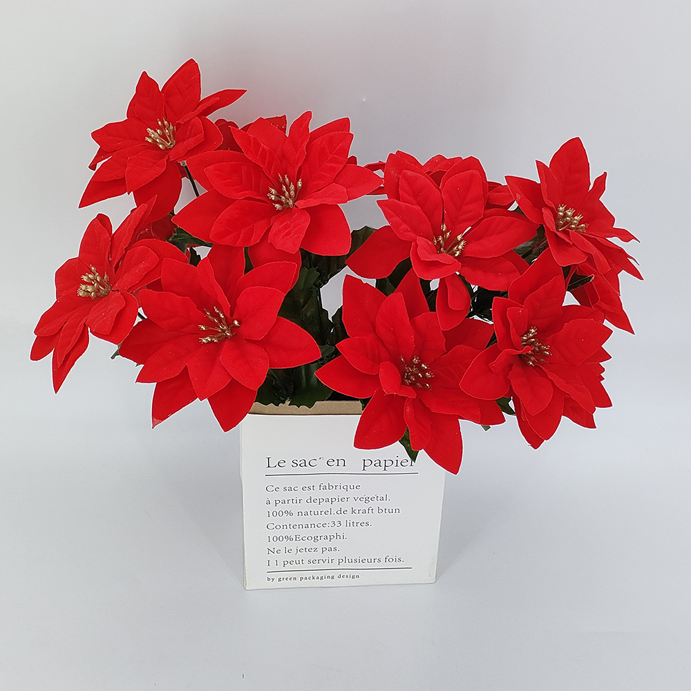 wholesale 38cm Christmas table decoration velvet poinsettia, artificial Christmas tree, Christmas ornament from China supplier-Sunyfar Artificial Flowers,China Factory,Supplier,Manufacturer,Wholesaler