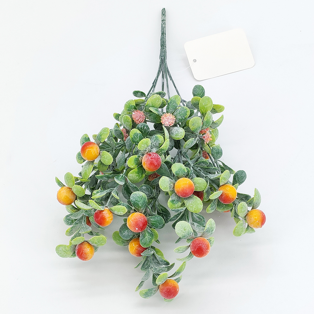 wholesale 33cm artificial green bushes with fruits, artificial eucalyptus and berry branch, faux berry Christmas plant for pot-Sunyfar Artificial Flowers,China Factory,Supplier,Manufacturer,Wholesaler