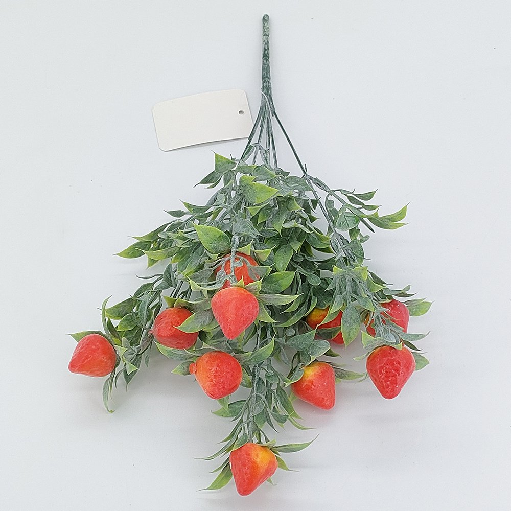 veleprodaja umjetne zelene grane od 34 cm s jagodama, umjetni voćni grm za božićno ukrašavanje, umjetno cvijeće grm jagoda-Sunyfar Artificial Flowers, Kina Tvornica, Dobavljač, Proizvođač, Veleprodaja