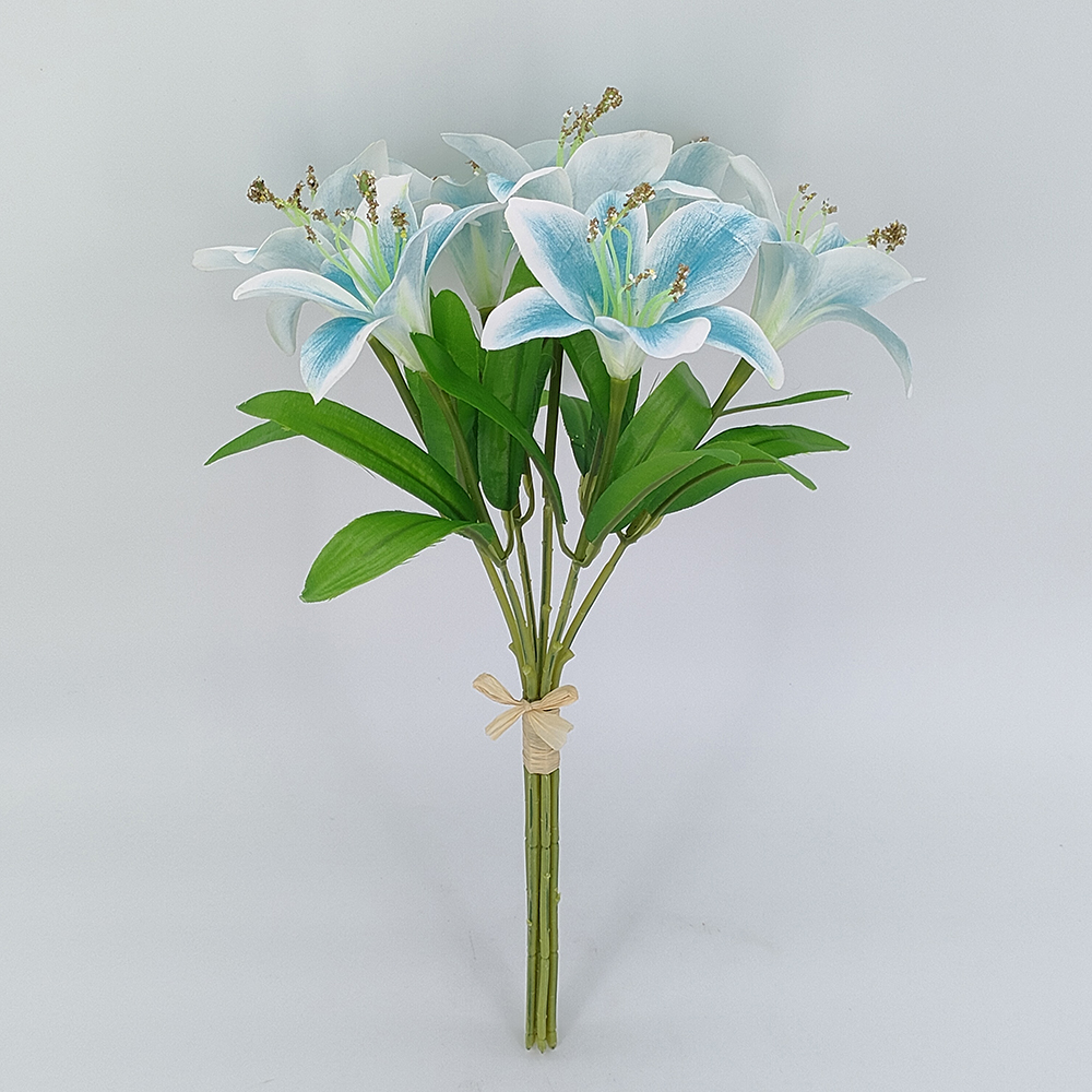Dostawca z Chin hurtowa sztuczna kompozycja kwiatowa lilii, sztuczne bukiety lilii na wesela, sztuczna konwalia bukiet-Sunyfar Sztuczne kwiaty, fabryka w Chinach, dostawca, producent, hurtownik