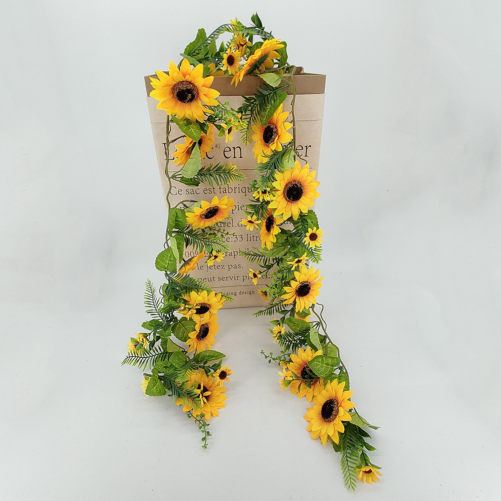 Wholesale artificial sunflower garland for wedding arch, silk hanging sunflower vine, fake flower for baby shower home decoration-Sunyfar Artificial Flowers,China Factory,Supplier,Manufacturer,Wholesaler