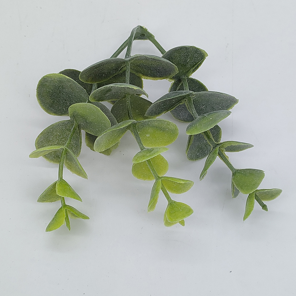 Wholesale artificial flower making material, flocked green eucalyptus leaves for Christmas wreath and garland, China factory-Sunyfar Artificial Flowers,China Factory,Supplier,Manufacturer,Wholesaler