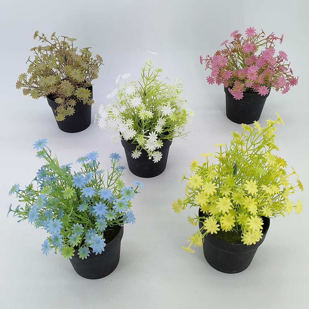 Engros 7 grener kunstig babypustblomst, plastgypsophila busk i vase og bonsai, plast miniplanter for potte- og vasedekorasjon-Sunyfar kunstige blomster, Kina fabrikk, leverandør, produsent, grossist