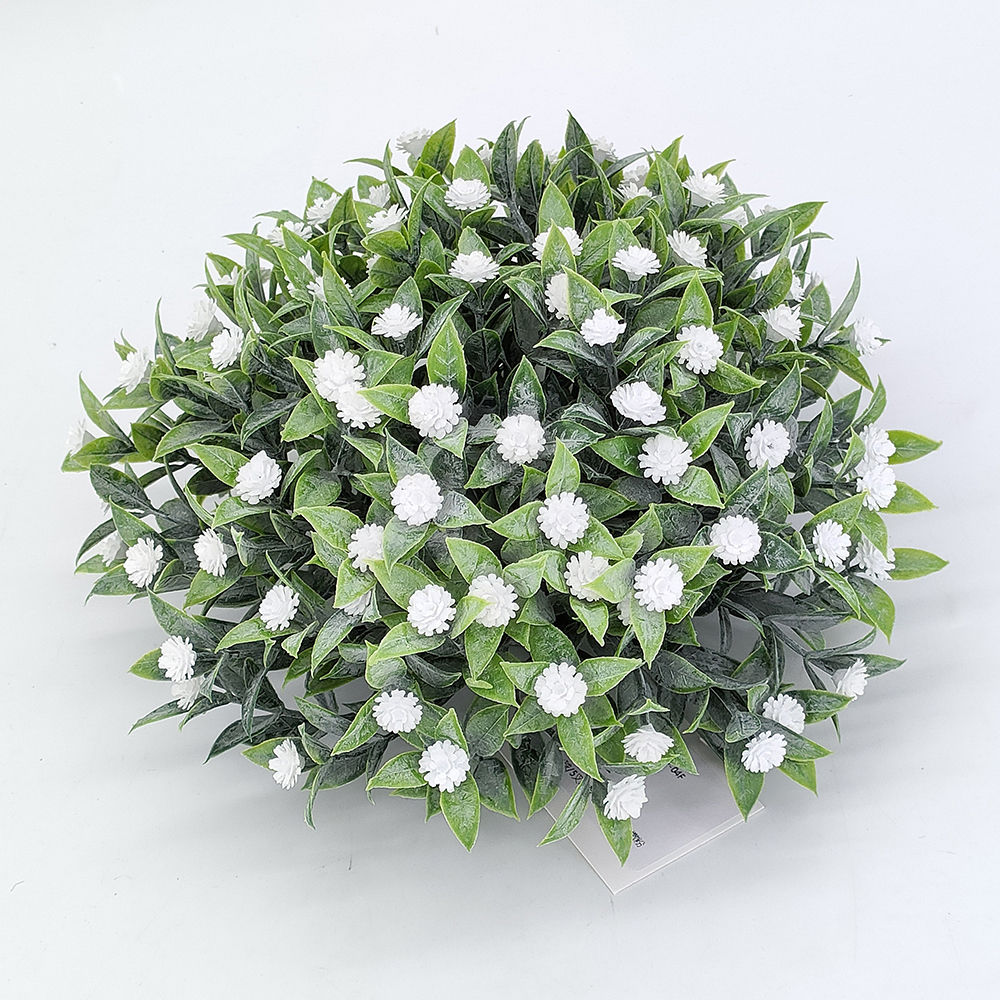 Wholesale artificial boxwood hops half sphere with baby’s breath, artificial gypso half sphere,artificial plants half topiary ball for trays, baskets, pots decoration, Christmas decoration, China supplier-Sunyfar Artificial Flowers,China Factory,Supplier,Manufacturer,Wholesaler