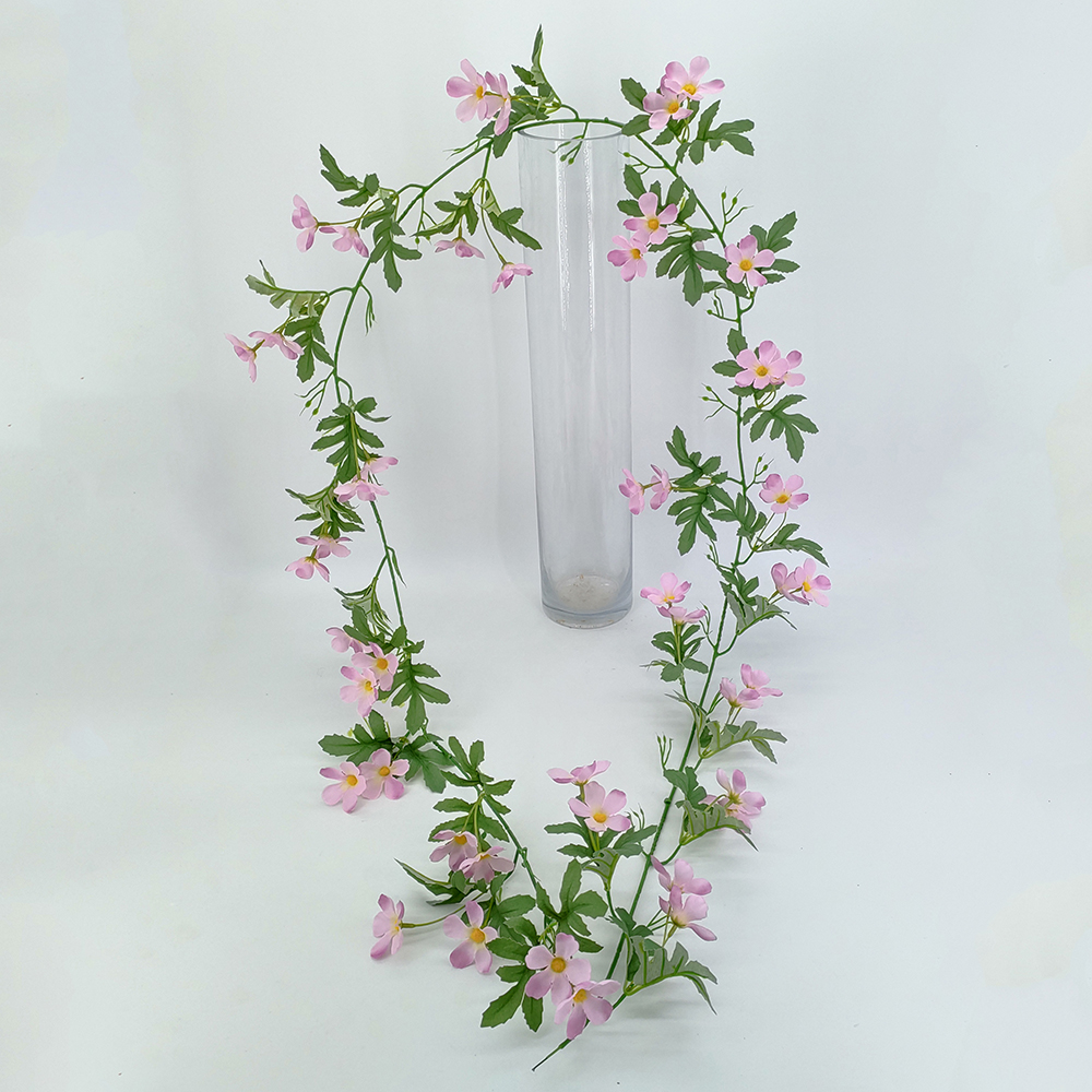 Wholesale artificial small flower garland with green leaves, silk flower garland, silk floral vines, greenery garland, realistic flower vines for room, anniversary wedding wall arch decoration, spring flower-Sunyfar Artificial Flowers,China Factory,Supplier,Manufacturer,Wholesaler
