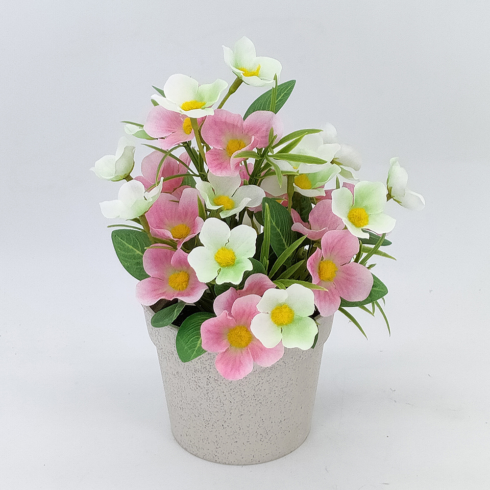 Wholesale small fake plants, mini flower potted plants, artificial potted flowers,  potted silk flowers for indoor window tabletop office decoration, China potted flower-Sunyfar Artificial Flowers,China Factory,Supplier,Manufacturer,Wholesaler