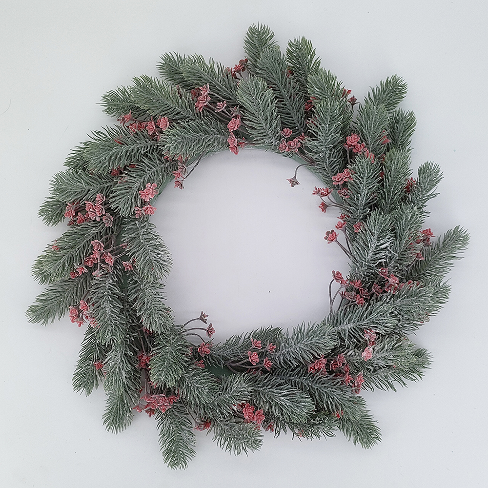 ຂາຍສົ່ງ wreath ວັນຄຣິດສະມາດ flocked ກັບດອກສີແດງ, ອອກແບບວັນຄຣິດສະມາດສໍາລັບການພັກໃນເຮືອນນອກ, wreath ປະຕູລະດູຫນາວ, ອອກແບບ porch ວັນຄຣິດສະມາດ - ດອກໄມ້ທຽມ Sunyfar, ໂຮງງານຜະລິດປະເທດຈີນ, ຜູ້ຜະລິດ, ຜູ້ຜະລິດ, ຂາຍສົ່ງ