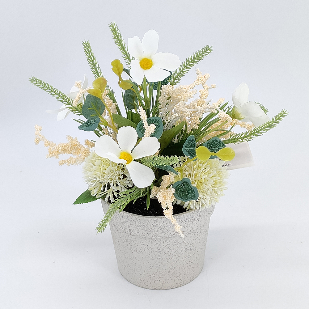 មីនីក្លែងក្លាយ ផ្កាខ្ទឹមបារាំង ផ្កាក្លែងក្លាយ 3 ផើងក្នុងថូ រុក្ខជាតិសិប្បនិម្មិតសម្រាប់តុបតែងគេហដ្ឋាន តុ តុ ការិយាល័យ ផ្ទះបាយ Counter Decor-Sunyfar Artificial Flowers រោងចក្រចិន អ្នកផ្គត់ផ្គង់ ក្រុមហ៊ុនផលិត អ្នកលក់ដុំ