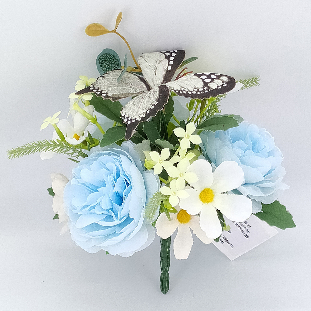 Veleprodajne umetne rože potonike v lončkih, lončki za umetno cvetje, svilene rože potonike v lončku z metuljem, dekoracija poročnega šopka-Umetne rože Sunyfar, Kitajska tovarna, dobavitelj, proizvajalec, veletrgovec