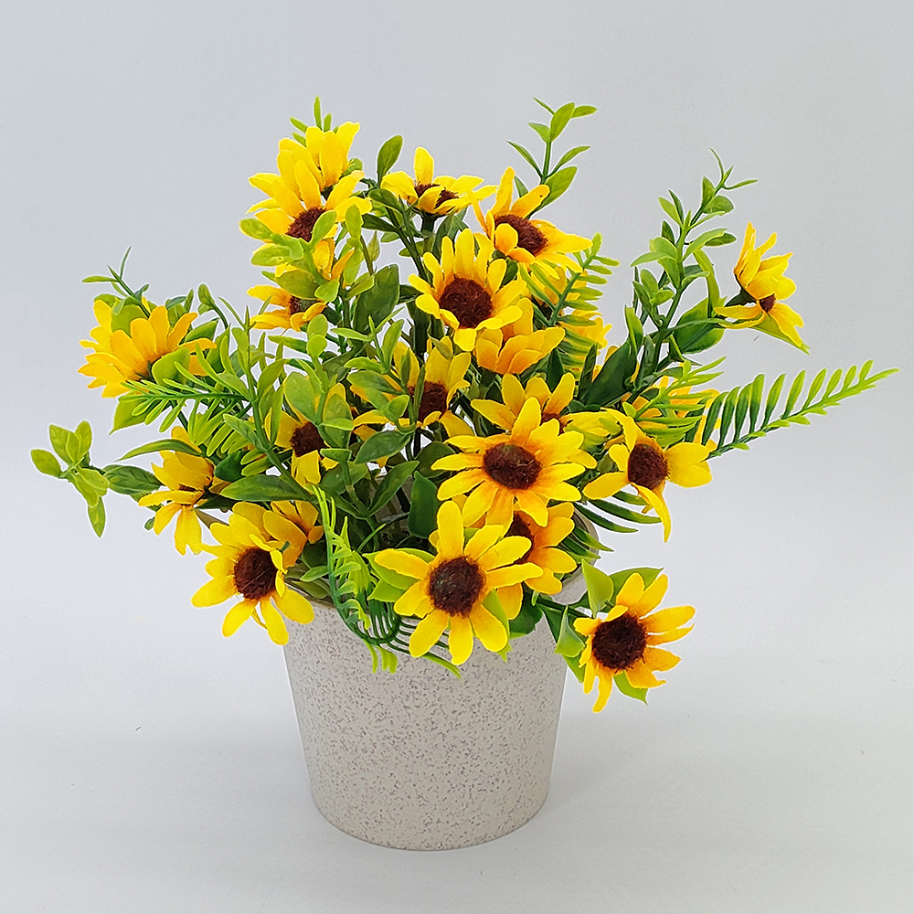 Wholesale Small Fake Plants, Fake Silk sunflower Flowers in Planters, Artificial Potted Sunflowers,  Greenery Decor Kitchen Table Centerpieces for Summer Fall Home Bathroom Rustic Wedding Party, China Artificial Sunflower Factory-Sunyfar Artificial Flowers,China Factory,Supplier,Manufacturer,Whole