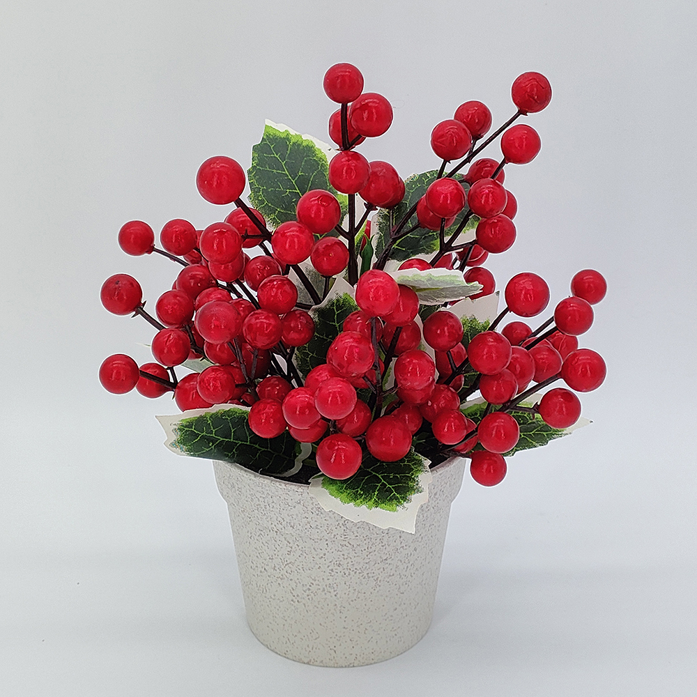 Սուրբ Ծննդյան կարմիր հատապտուղների մեծածախ վաճառք, արհեստական ​​զամբյուղի բույսեր, տոնածառի ձևավորում, արհեստական ​​Սուրբ Ծննդյան կարմիր հատապտուղ, Սուրբ Ծննդյան զարդերի ձևավորում-Sunyfar արհեստական ​​ծաղիկներ, Չինաստանի գործարան, մատակարար, արտադրող, մեծածախ վաճառող
